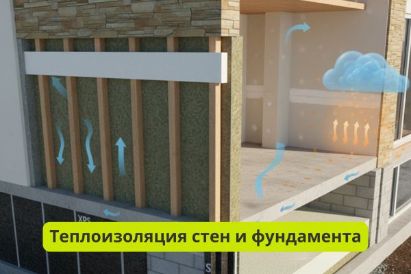 Теплоизоляция стен и фундамента фото